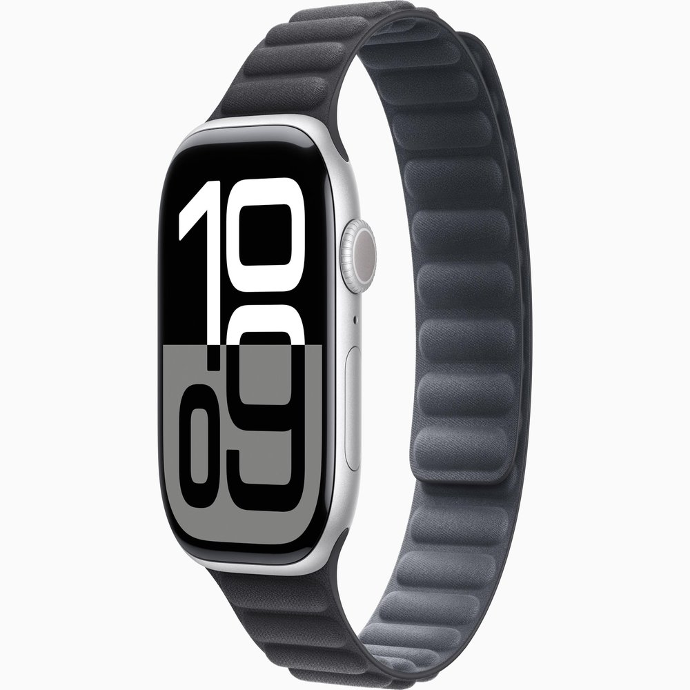 Apple Watch Series 10 [GPS + Cellular, 46mm] - Silver Aluminum Case with Black Magnetic Link, M/L (Renewed)
