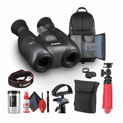 Canon 8x20 is Image-Stabilized Binoculars (3639C002) with Tripod Adapter + Backpack + Flexible Tripod + Cleaning Kit (Renewed)