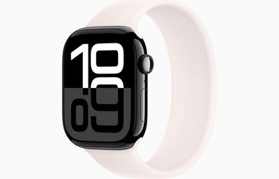 Apple Watch Series 10 [GPS, 46mm] - Jet Black Aluminum Case with Light Blush Solo Loop, Size 9 (Renewed)