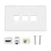 3 Port Ethernet Wall Plate, Detachable Jack Faceplate, HD Multimedia Interface TV F Head Cat6, Combo Faceplate Video Audio Socket Outlet Cover Panel for Home Office Hotel view 1