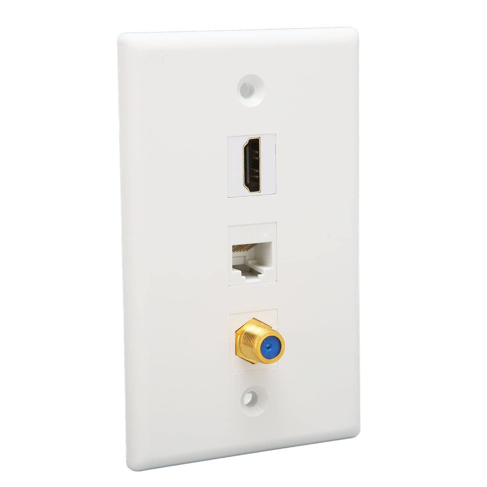 3 Port HD Multimedia Interface Ethernet Wall Plate, TV F Head, RJ45 Coax Ethernet Media Wall Outlet Plate, Avoid Clutter, Ethernet Cable Faceplates for Work Home