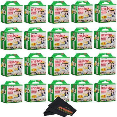 Fujifilm Instax Mini Instant Camera Film for Mini Instant Cameras - Capture Memories Anytime, Anywhere with Sunshine Photo Microfiber Cleaning Cloth... (20 Pack (400 Sheets Total))