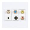 6 Port Multimedia Wall Plate, Detachable Jack Wall Plate, 3.5mm F Type TV9.5, Cable Faceplates, Coaxial Video Audio Socket Outlet Cover Panel for Home Office view 1