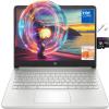 HP 14" HD Laptop for Students&Business, Intel Quad-Core CPU, 16GB RAM, 256GB Storage(128GB eMMC+128GB SD Card), One Year Office 365, WiFi, Webcam, HDMI, USB-A&C, Win 11, USB 3.0 Hub, Silver view 1