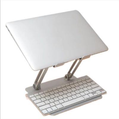 SPXTOM Desk Laptop Stand, Foldable Laptop Riser Stand, Silicone Mat Non-Slip, Ergonomic, Aluminum Computer Notebook Stand, Fits All 10-15.6"