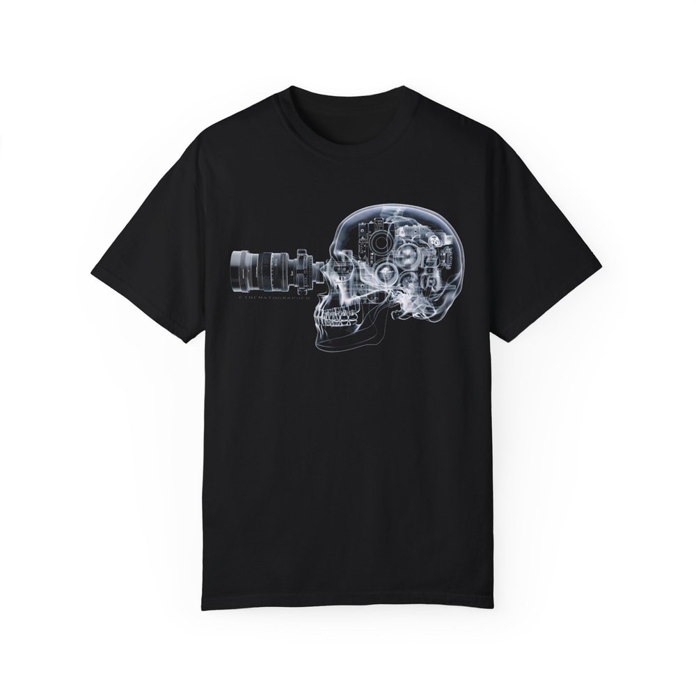 Cinematographer T-Shirt  Skull X-ray Design for Filmmakers, Videographers, and Cinematography Enthusiasts