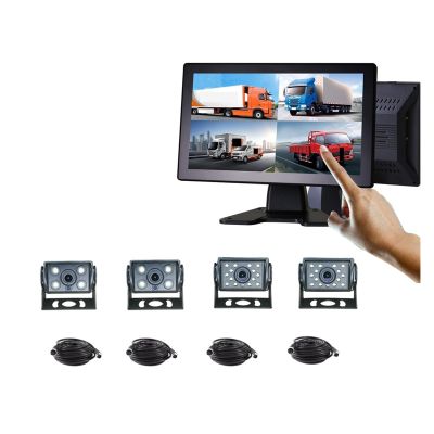 10.1 inch Touch Screen Car Bus Truck Monitor System Vehicle Camera 720P Night 4CH Video Recorder(E)