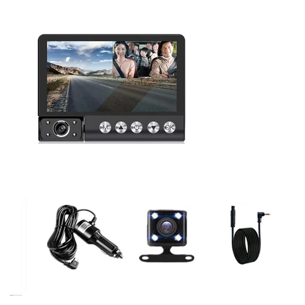 Car DVR 1080P Dash Cam Front Inside Rear Cameras Drive Video Recorder Night Vision Auto Black Box Car Accessories(DVR Rear Camera,16G TF Card)
