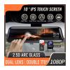Car Dvr Mirror 10 Inch IPS 2.5D Touch Screen Stream Rearview Dash Cam Mirror Dual Car Camera Dashcam Drive Recorder 1080P(Two Lens 1080P-6M,NOEN) view 2