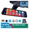 4K 3840 * 2160P Car Dvr Carplay Compatible for Android Auto Dash Cam Stream Rearview Mirror Dashcam Camera Dual Len Drive Recorder(4K-10M,None1) view 2