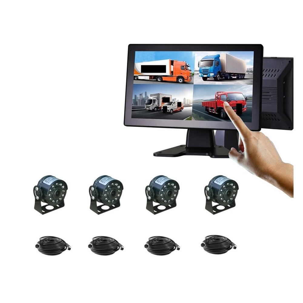10.1 inch Touch Screen Car Bus Truck Monitor System Vehicle Camera 720P Night 4CH Video Recorder(D)