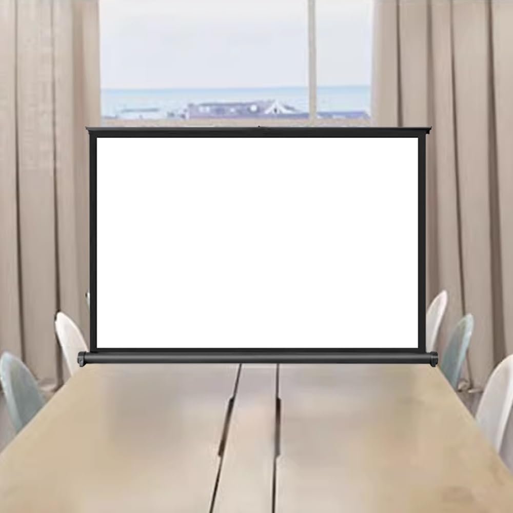 BERWDUXA 30" 40" 50" Tabletop Projector Screen Manual Pull Up, Indoor Outdoor Projection Screen, Home Theater Movie Screen Floor Standing/Portable, 16:9 4:3(30in-4:3)