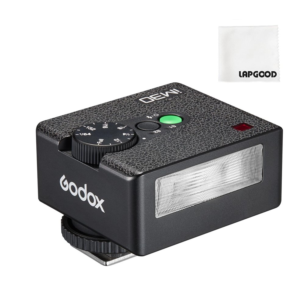 Godox iM30 Mini Flash - Conpact & Portable Camera Flash GN 15, 7 Power Levels, Manual Flash for Canon/Sony zv1/Sony zve10/Nikon/Fuji-230 Full-Power Flashes/6500K200K/3.6S Recycle