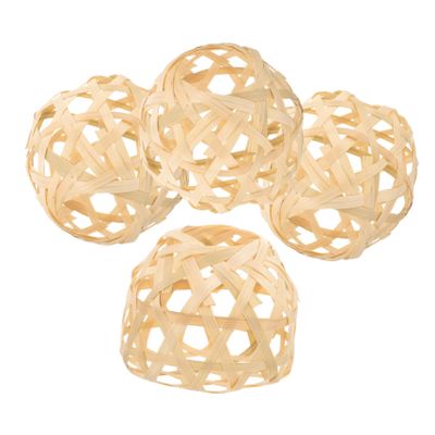 FUNOMOCYA 4pcs Woven Bamboo Lampshade Small Ceiling Light Pendant Light Cover Rustic Style Lamp Shades