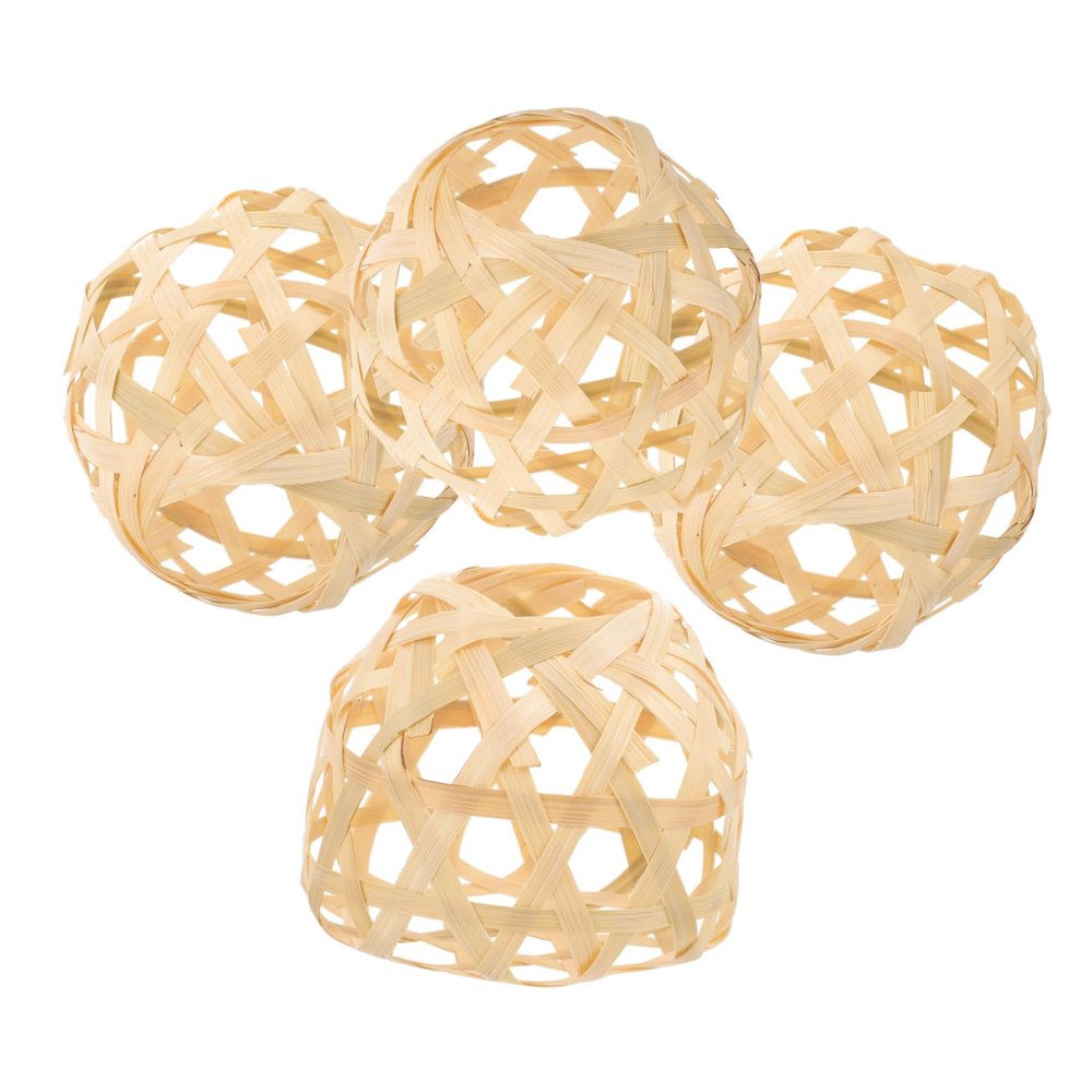 FUNOMOCYA 4pcs Woven Bamboo Lampshade Small Ceiling Light Pendant Light Cover Rustic Style Lamp Shades