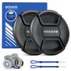 Neewer 55mm Lens Cap Kit (2 Pack), Lens Cover with Anti Loss Strap and Cleaning Cloth, Compatible with Canon Nikon Sony Fujifilm Panasonic Camera Lens of 55mm Diameter view 1