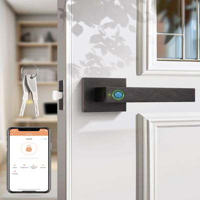 Tinewa Fingerprint Door Lock, Biometric Door Knob with Smart Lock, Keyless Entry Door Handle with App, Bedroom, Office, Hotel, Pantry, Oil Rubbed Bronze