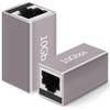 2-Pack Ethernet Coupler 10Gbps, Aluminum Alloy Shell RJ45 Ethernet Female to Female Coupler Adapter Extender for Cat7/Cat6a/CAT6/CAT5e/ Cat5 Network LAN Cable, 328 Feet Long Distance Extend view 1