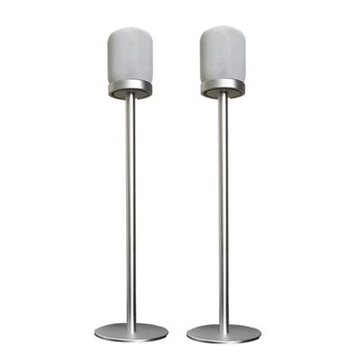 ZGOUO Floor Speaker Stand Compatible with Apple HomePod Generation 1 and 2 Speaker (OnlyStand) Aluminum Alloy, Matte Appearance, Hidden Power Cord, Easy Installation(Silvery Pair)