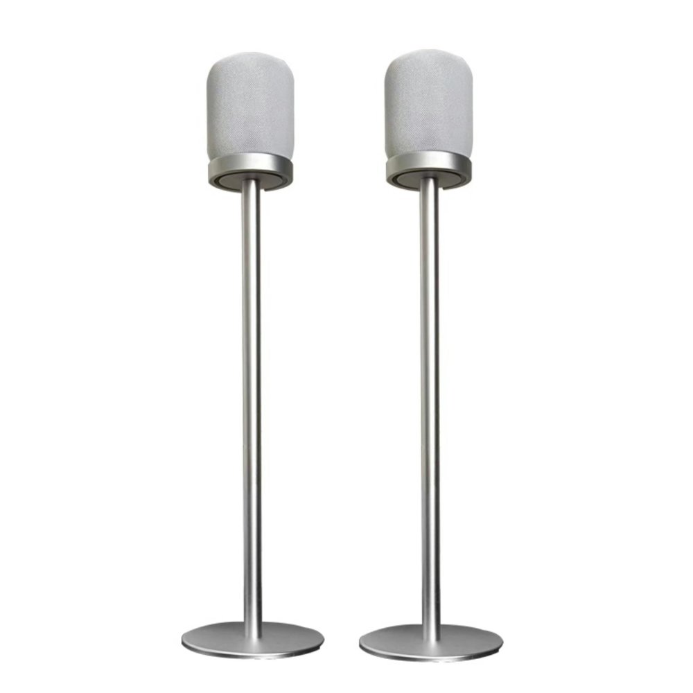 ZGOUO Floor Speaker Stand Compatible with Apple HomePod Generation 1 and 2 Speaker (OnlyStand) Aluminum Alloy, Matte Appearance, Hidden Power Cord, Easy Installation(Silvery Pair)