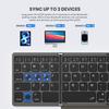 GEODMAER Foldable Bluetooth Keyboard, Portable Full Size Folding Keyboard with Large Touchpad, Numeric Keypad, PU Leather, Wireless TravelKeyboard for Windows iOS Android Mac(Grey) view 3