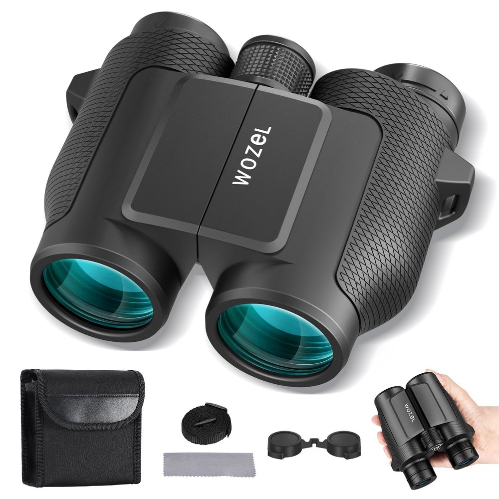 15x32 Compact Binoculars for Adults and Kids - WOZEL High Powered Small Binoculars for Bird Watching, Hunting, Travel, Hiking, Concert, Sports and Outdoors - Easy Focus with Large Objectives - Black