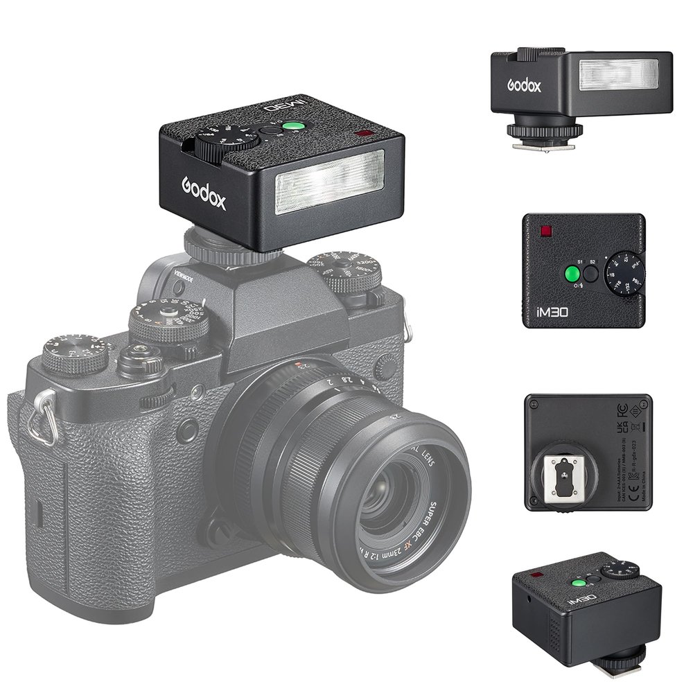 Godox iM30 Camare Flash,Mini Flash Speedlite,GN15 with 13 Levels Flash Power, CCT 6500K200K with S1/S2 Optical Control for Fuji, for Canon, for Nikon, for Sony, for Olympus Camera