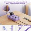 6 USB(2 USB C) Purple Travel Power Strip- 5Ft Lavender Extension Cord with 24W USB Charging Station and 4 Outlets, Purple Desk Accessories with Surge Protector for Cute Kawaii Office Dorm Room view 4