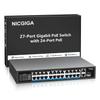 NICGIGA 24-Port Gigabit PoE Switch with 24 PoE+@300W, 2 Gigabit Uplink Ports, 1 SFP, Sturdy Metal for Desktop/Rack Mount, Plug and Play, Unmanaged Power Over Ethernet Switch view 1