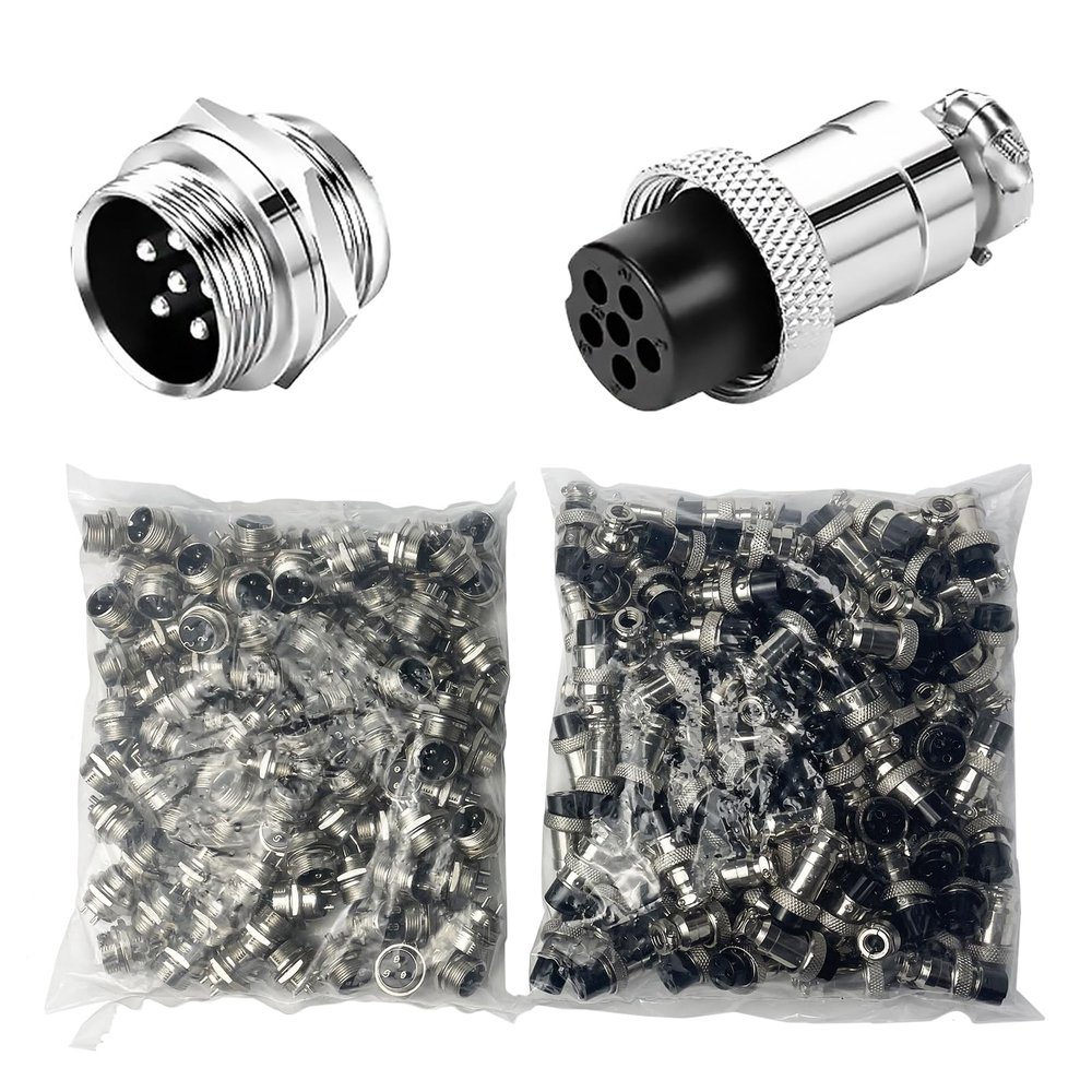100Sets GX20 6 Pin Aviation Connector Panel Mount Circular Metal Adapter Male Female Plug Socket (6P)