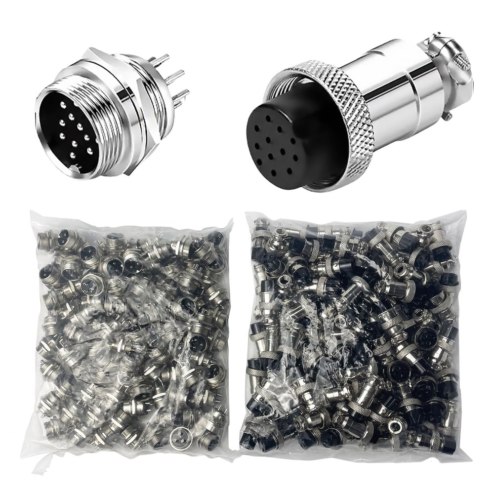 100Sets GX20 12 Pin Aviation Connector Panel Mount Circular Metal Adapter Male Female Plug Socket (12P)