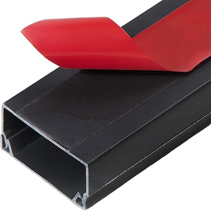 Cable Cover 2x1m Self-Adhesive Trunking,Decorative Cable Cover,Electrical Trunking,Cable Cover Trunking,Floor Cable Cover,Floor Cable Trunking,Square Trunking,to Hide Power Cables-Black||20x10mm