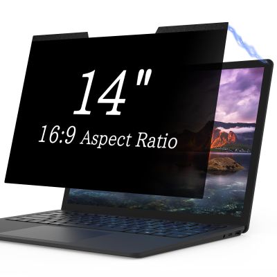 Magnetic Laptop Privacy Screen 14 Inch for 16:9 Computer Monitor, Removable 14 Anti Glare Protector Blue Light Filter Shield Compatible with HP Dell Xps Acer Asus Samsung Lenovo ThinkPad Envy