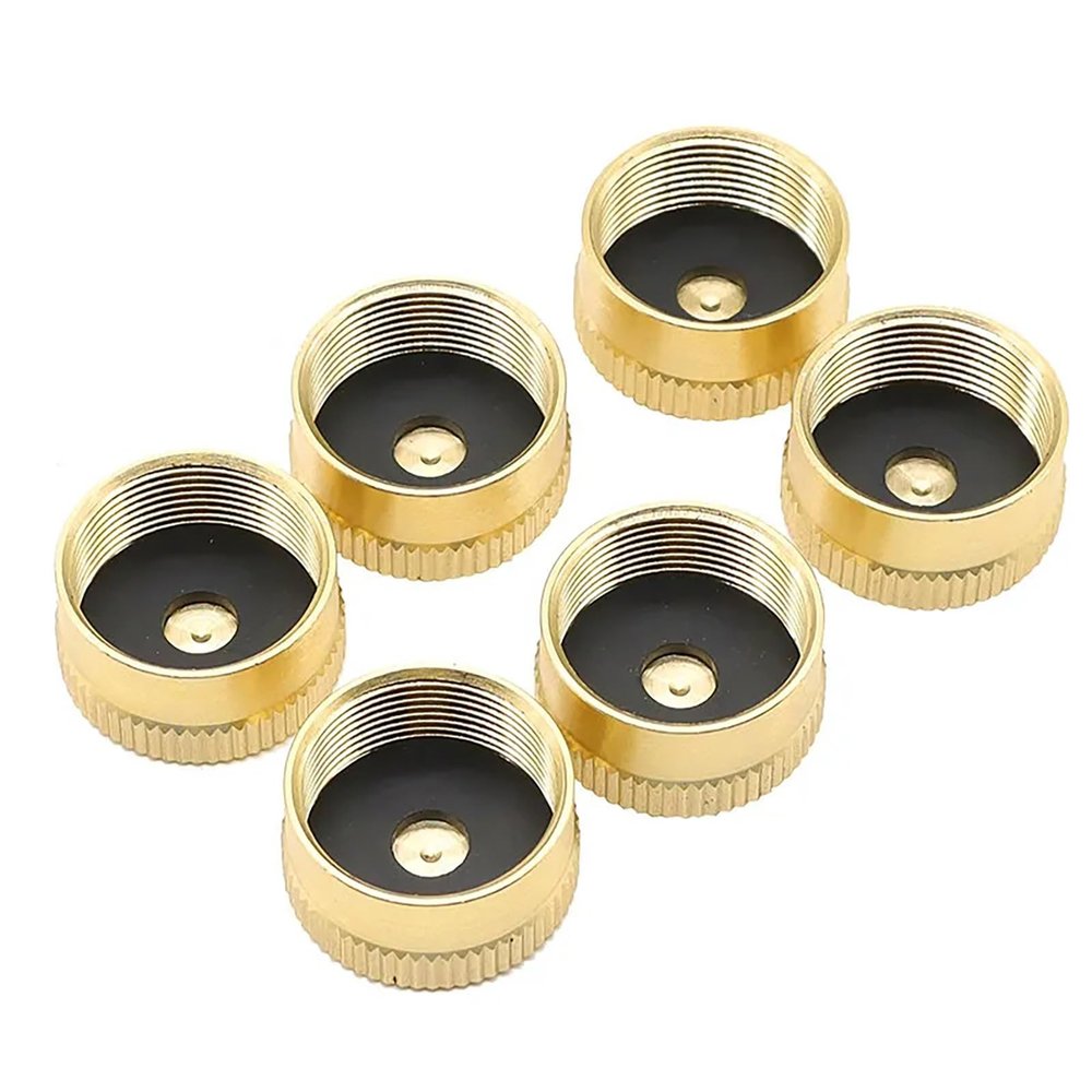6pcs Solid Brass Refill Propane Bottle Caps Replacement for 1 LB Gas Refill Tank Cylinder Seal