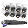 ANNKE 12MP Security Camera System, 8 Channel H.265+ 12MP NVR, 8X Wired PoE Turret Cams with Color Night Vision, AI Motion Detection, Built-in Mic, IP67, 100FT EXIR Night Vision with Smart IR, 8TB HDD