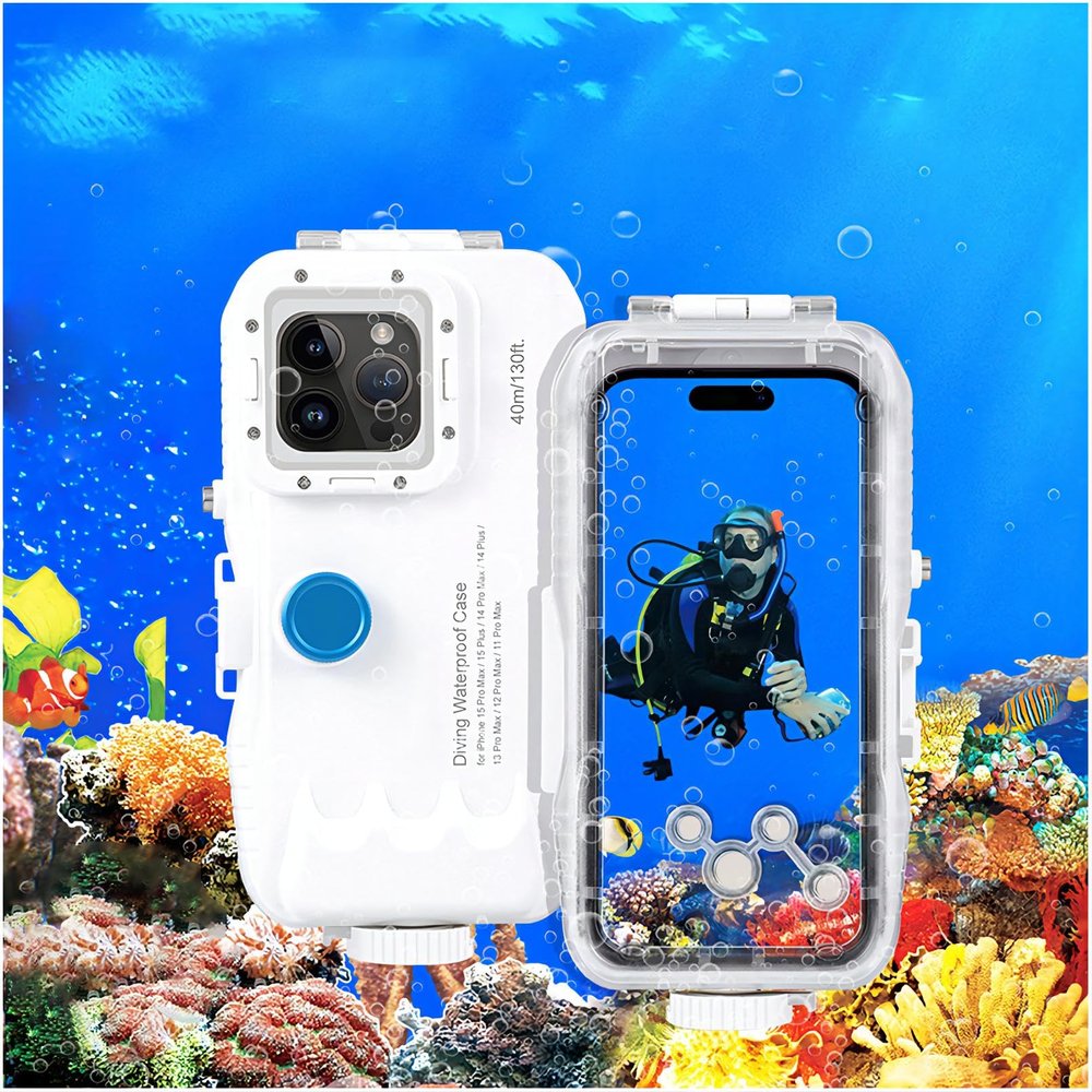 Mixneer Diving Case Designed for iPhone 16/15/14/13/12 Pro Max Plus Pro Underwater Phone Case [40m/130ft] Surfing Swimming Snorkeling Photo Video Waterproof Housing Case (for iPhone 16 Pro Max)