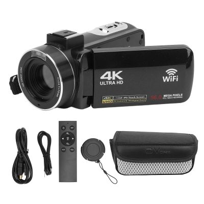 ciciglow Handheld Video Camcorder, 4K HD 56MP 18X Digital Zoom Vlogging Camera with 3inch Rotation Compact Travel Video Camera with Fill Light and Remote