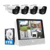 Tennoz 16CH Expandable PoE Security Camera System with All-in-One 10.1" LCD 4K NVR Monitor, 4Pcs 5MP PoE Bullet Cameras, Smart Dual Light, Two Way Talk, Plug & Play, Human Vehicle Detection, 1TB HDD view 1