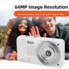 Digital Camera, 64MP 4K 18x Zoom Compact Selfie Camera, Autofocus Anti Shake Point and Shoot Portable Digital Camera for Teen Boy Girl Kids, 2.8 Inch LCD Screen (White) view 3