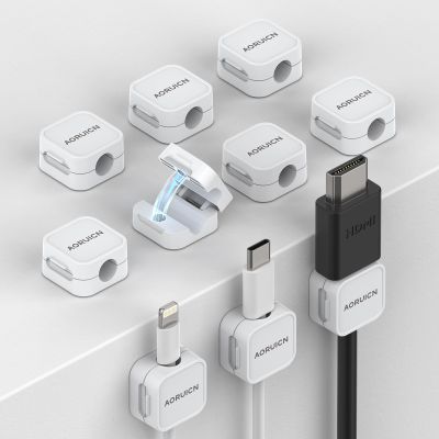 AORUICN 10 Pack Magnetic Cord Organizer, Magnetic Cable Clips for Desk Cable Management, Cord Holder for Nightstand, Wire Management Cable Holder for Charger Holders, Adhesive Cord Organizer Clips
