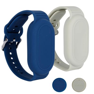 2pcs for Samsung Galaxy SmartTag 2 Wristband, Waterproof Silicone Protective Case Hidden Full Coverage Holder for Kids Elderly Bracelet Accessories (Olive Green, Blue)