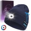 TOPIEI Bluetooth Beanie with Light, USB-C Charging 5 LED Flashlight Hat, Built-in Stereo Speakers Mic, Christmas Stocking Stuffers White Elephant Gifts for Men Dad Teens Boys for Camping Fishing view 1