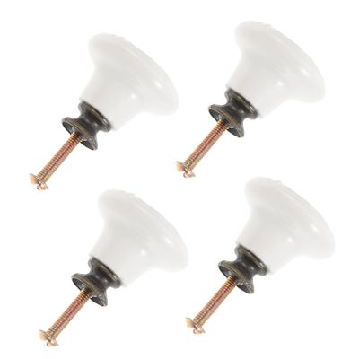 IWOWHERO Vintage Ceramic Drawer Knobs Round Pull Handles for Furniture Smooth Surface Unique Relief Design for Cabinets and Dressers