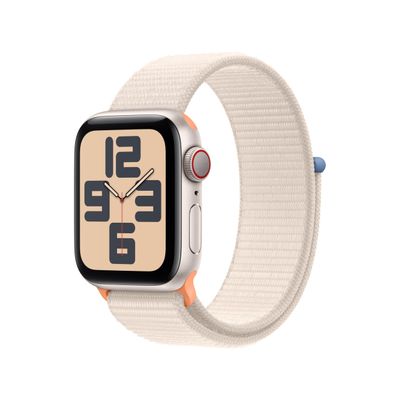 Apple Watch SE (2nd Gen) [GPS + Cellular, 44mm] - Starlight Aluminum Case with Starlight Sport Loop, One Size (Renewed)