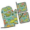 Cute Cartoon Dinosaurs Print Oven Mitts and Pot Holders Set of 4 Cute Hot Pads Heat Resistant Gloves - Heat Resistant Kitchen Accessories view 2