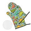 Cute Cartoon Dinosaurs Print Oven Mitts and Pot Holders Set of 4 Cute Hot Pads Heat Resistant Gloves - Heat Resistant Kitchen Accessories view 3