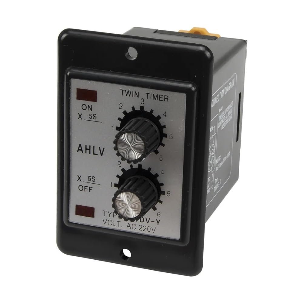 POWTAXBJGD ATDV-Y AC 220V Repeat Cycle SPDT time Relay ATDV Series 220VAC Twin Timer with Base 30s*30s 60s*60s 30min*30min 60min*60min(60min 60min)