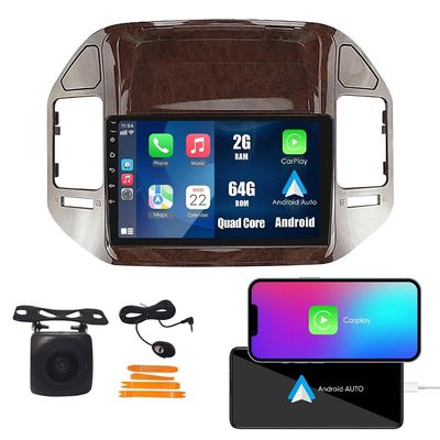 CarPlay Android Auto Navigation Stereo GPS Radio Camera Display 9" IPS Touchscreen Headunit Tablet Pad Media Player for Mitsubishi Pajero V60 V68 V73 1999-2006, if Applicable Quad Core 2G+64G Brown