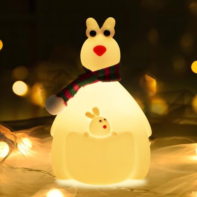 HPYDIY Cute Kangaroo Night Light,Christmas Decorations for Kids Room,Silicone Night Light Children's Night LAmp,Touch Adjustable Rechargeable Classroom Decor and Ideal for Gifts