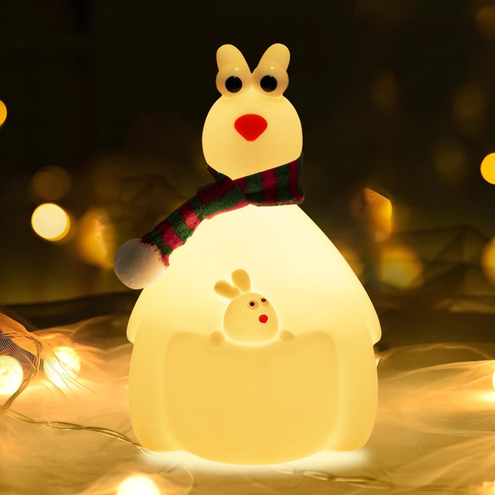 HPYDIY Cute Kangaroo Night Light,Christmas Decorations for Kids Room,Silicone Night Light Children's Night LAmp,Touch Adjustable Rechargeable Classroom Decor and Ideal for Gifts